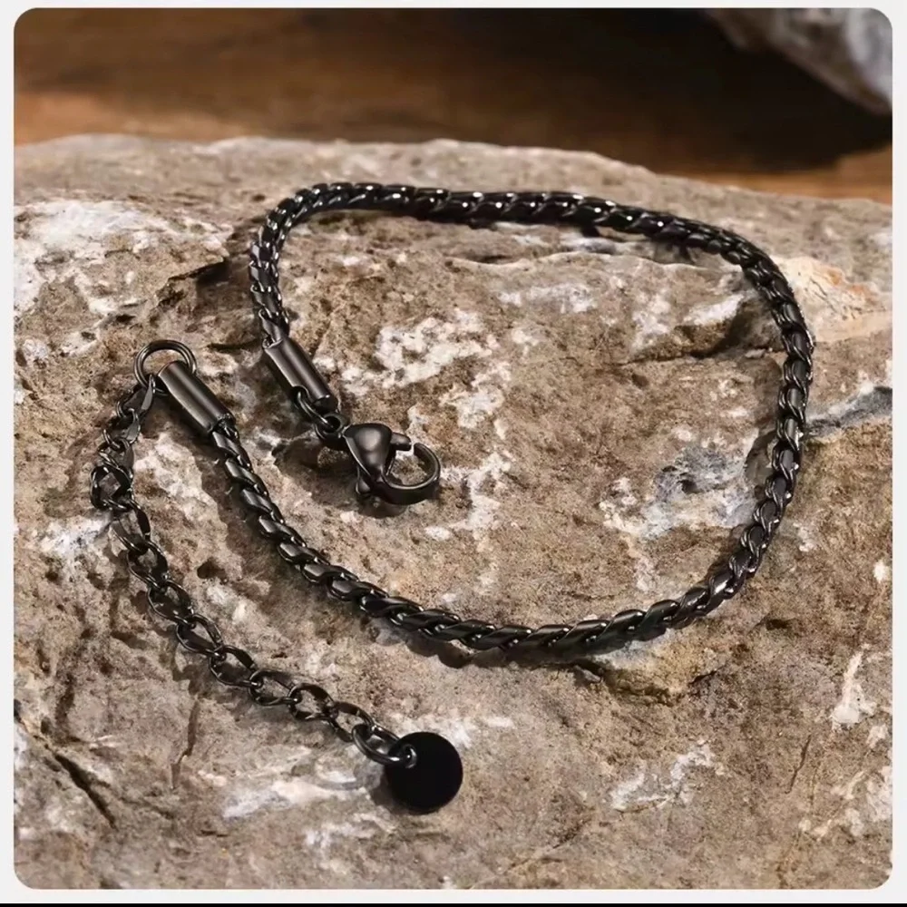 Minimalist Black Franco‎ Snake Chain Jewelry Bracelet, 7-9”